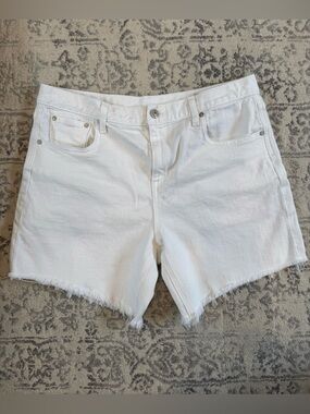 AYR The Day Off White Frayed Hem Denim Shorts